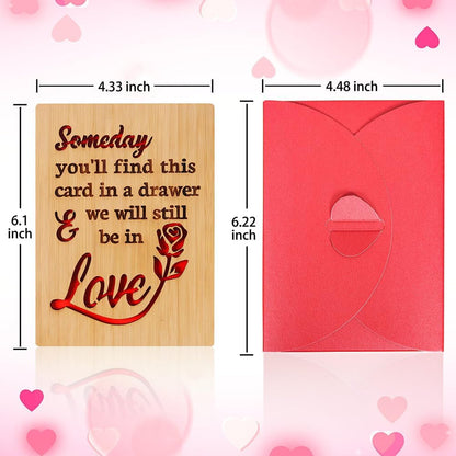 Wooden Valentines Day Card for Her Him, Romantic Wood Happy Valentines Day Gifts for Husband Wife Girlfriend Boyfriend, Wooden Valentine Greeting Card