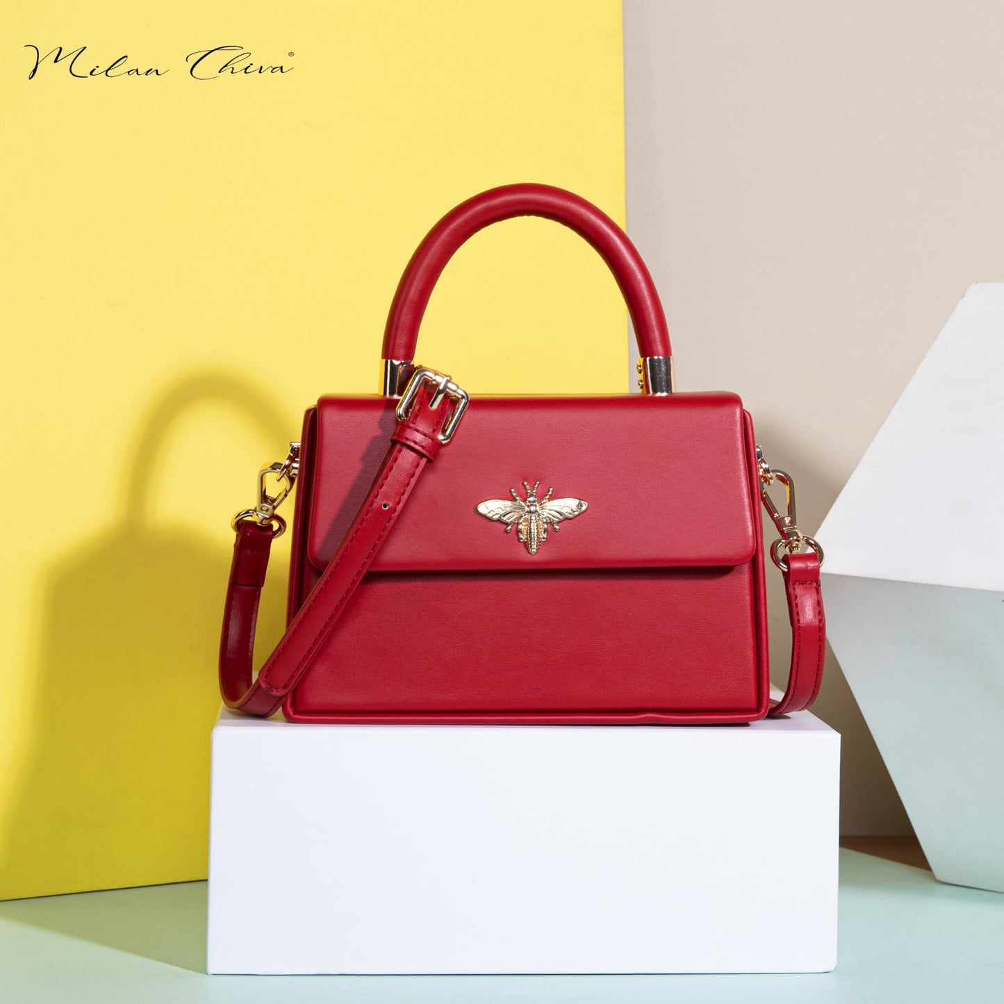 Petit sac à main à poignée supérieure Milan Chiva pour femme Mini sac à bandoulière élégant sac carré 