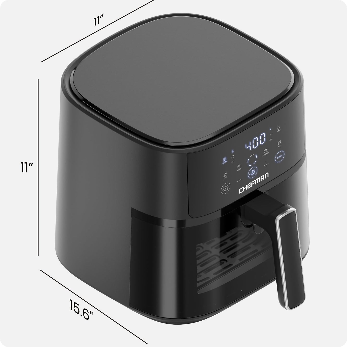 Chefman 6-Quart Air Fryer | Hi-Fry Extra Crisp, Easy-View Window, Touch Controls, 4 Presets, Nonstick Dishwasher-Safe Basket – Black