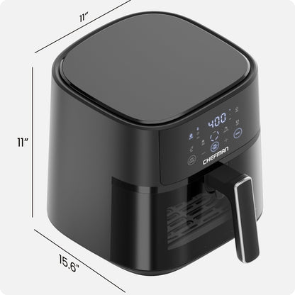 Chefman 6-Quart Air Fryer | Hi-Fry Extra Crisp, Easy-View Window, Touch Controls, 4 Presets, Nonstick Dishwasher-Safe Basket – Black