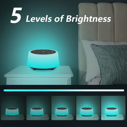 White Noise Machine – 25 Soothing Sounds, Color Night Light, Timers
