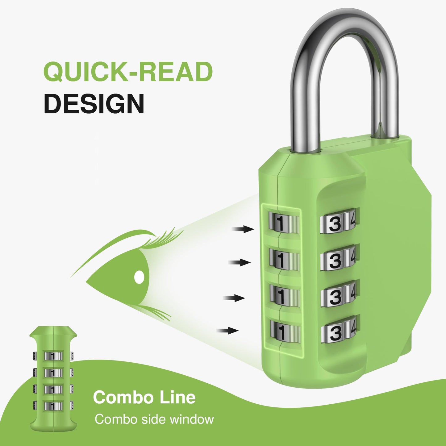 Puroma Lot de 4 cadenas à combinaison à 4 chiffres pour casier de salle de sport, casier de sport, clôture, boîte à outils, portail, étui, rangement à moraillon (vert) 