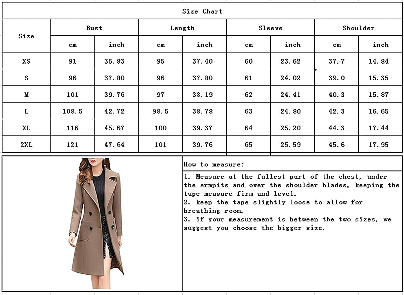 chouyatou Women Elegant Notched Collar Double Breasted Wool Blend Over Coat