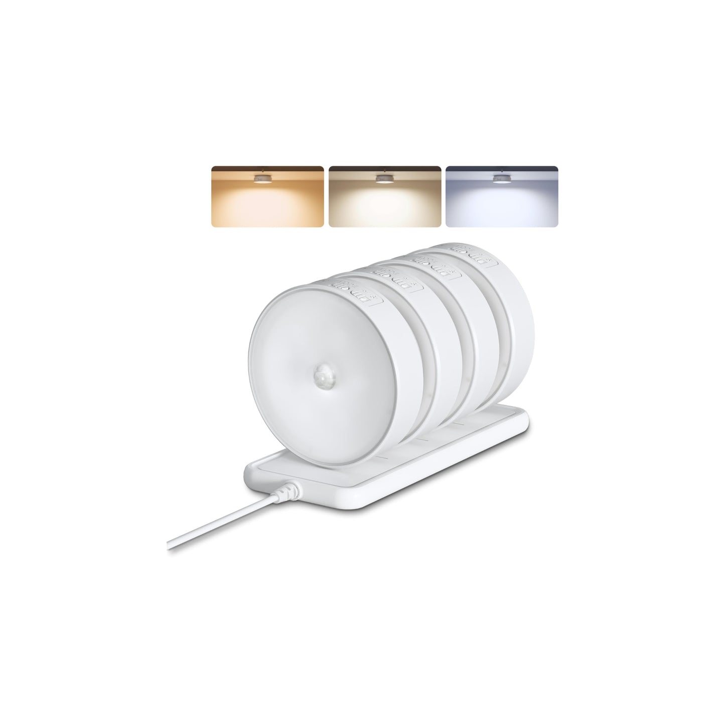 EZVALO 8 Pack Motion Sensor Closet Lights, 1200mAh Rechargeable LED Night Lights, Under Cabinet Lights, Puck Light, Dimmable, 3 Color Temps, Magnetic, Stick on for Kitchen, Stairs, Bathroom