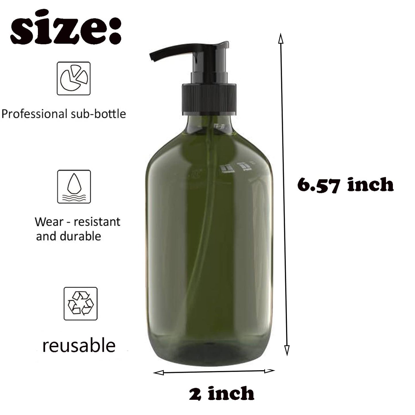 2 PCS 10 OZ Pump Bottle Plastic Pump Lotion Dispenser Empty Bottles for Shampoo Lotion Body Wash, Multicolor