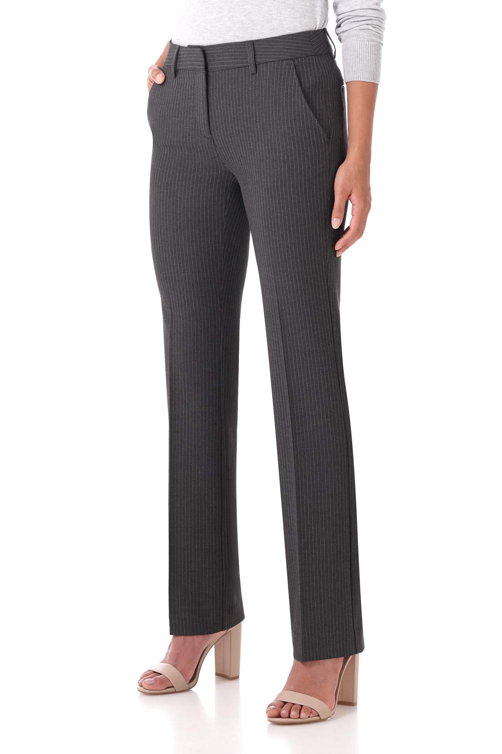 Rekucci Women's Smart Stretch Desk to Dinner Straight Leg Pant w/Zipper Closure