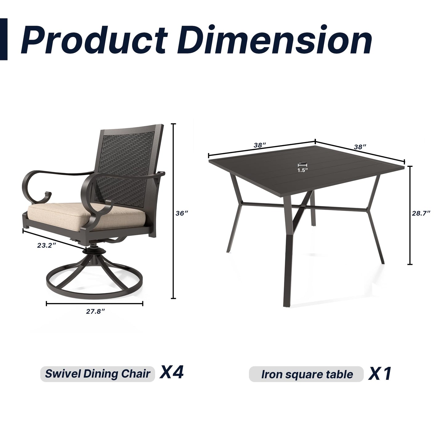 Ensemble de salle à manger de patio 15 pièces Meubles d'extérieur en rotin Ensemble de salle à manger avec 3 plateaux de table carrés en verre 12 chaises avec coussins bleu marine pour patio, arrière-cour, cuisine extérieure, pelouse et jardin 