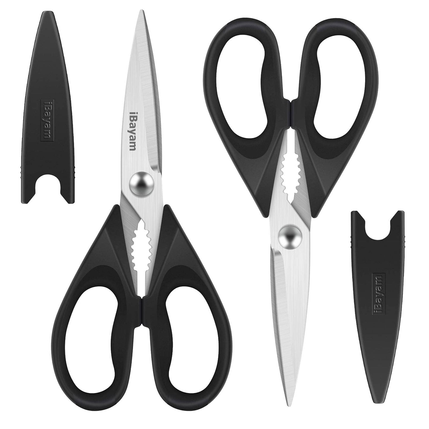 iBayam Kitchen Scissors All Purpose Heavy Duty, Kitchen Cooking Utensils Set, Cooking Gadgets Meat Poultry Shear Dishwasher Safe Food Cooking Scissors Stainless Steel Utility Scissors, Kitchen Gifts