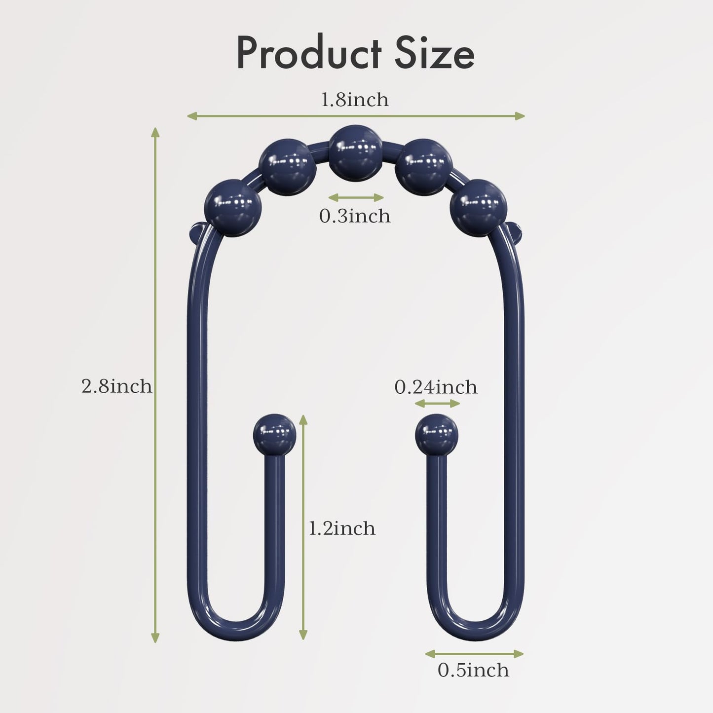 AmazerBath Shower Curtain Hooks, Metal Shower Curtain Rings Rust Proof, Double Sided Shower Curtain Hooks for Shower Curtain Liner Smooth Brushed Nickel Shower Hook Rings for Bathroom, Set of 12