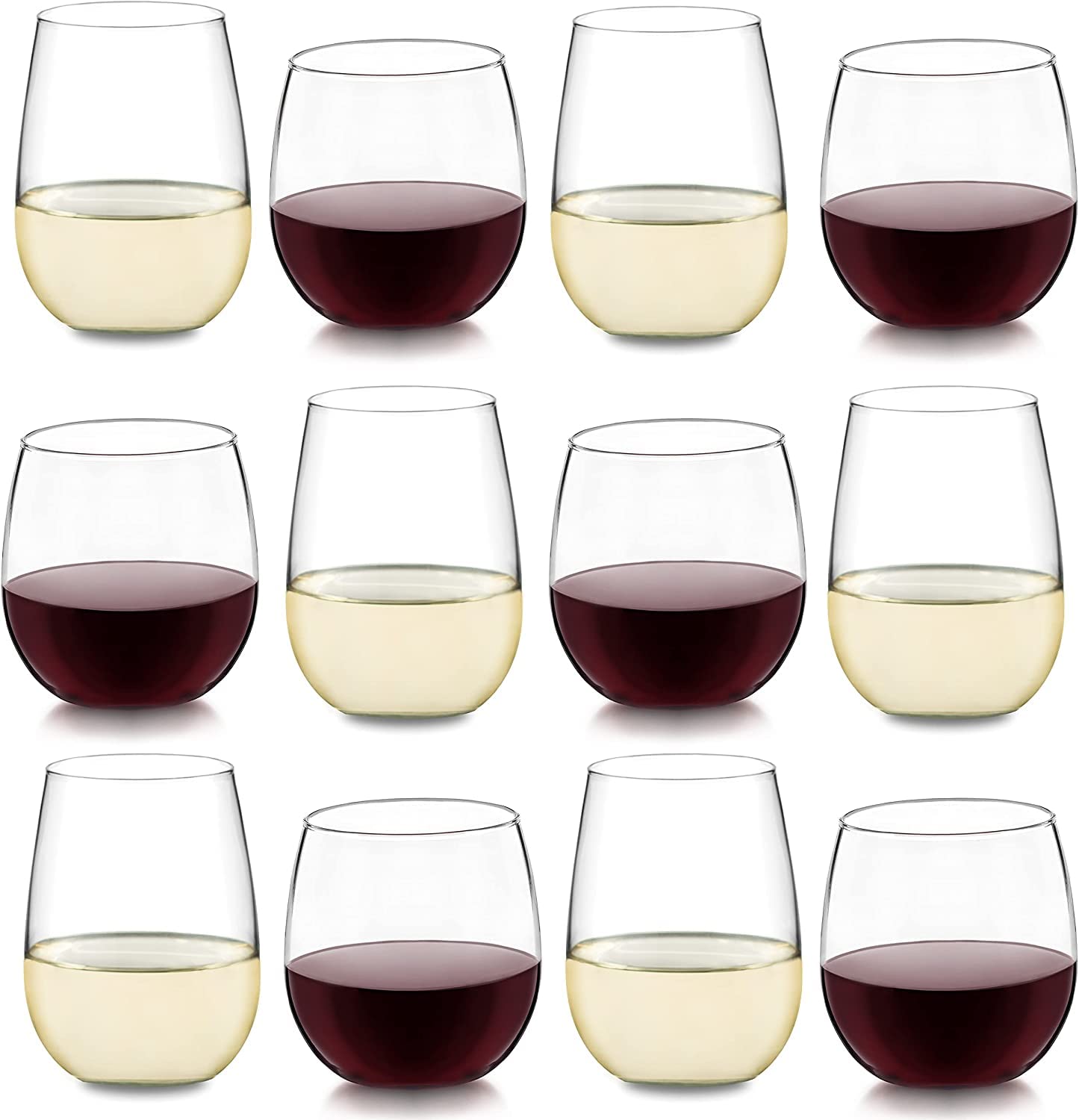 Libbey Vina Red Balloon Weingläser, 18,25 oz, elegantes großes Rotweinglas-Set mit 6 Stück, Weingläser mit langem Stiel aus Glas für Hochzeiten, Geburtstage und mehr 