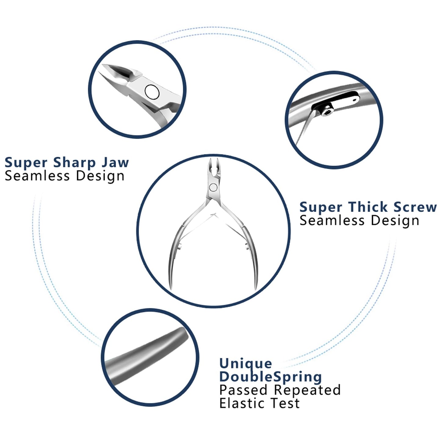 Coupe-cuticules, coupe-cuticules avec repousse-cuticules, XUNXMAS, outils de manucure et pédicure professionnels en acier inoxydable, coupe-ongles, ciseaux, coupe-ongles pour ongles des mains et des pieds, peaux mortes 