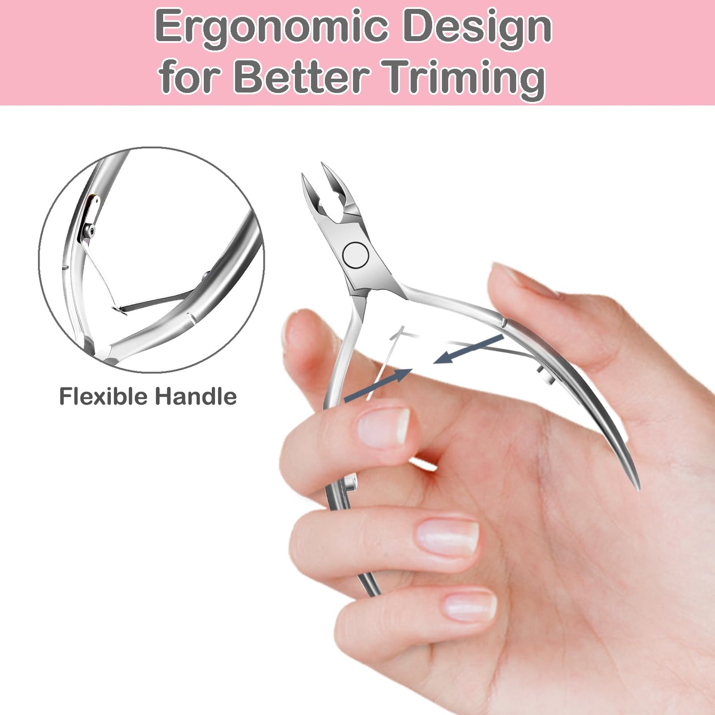 Cuticle Trimmer & Pusher – Professional Stainless Steel Manicure/Pedicure Tool for Nails