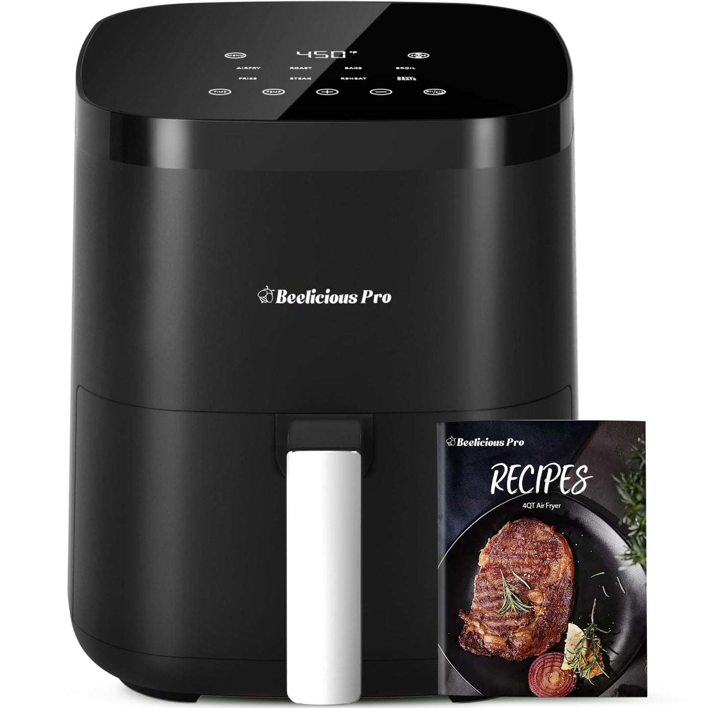 Friteuse à air Beelicious 8 en 1 Smart Compact 4QT, rappel de secousse, friteuse à air numérique 450 °F avec technologie Flavor-Lock, écran en verre trempé, lavable au lave-vaisselle et antiadhésive, convient pour 1 à 3 personnes, rouge 