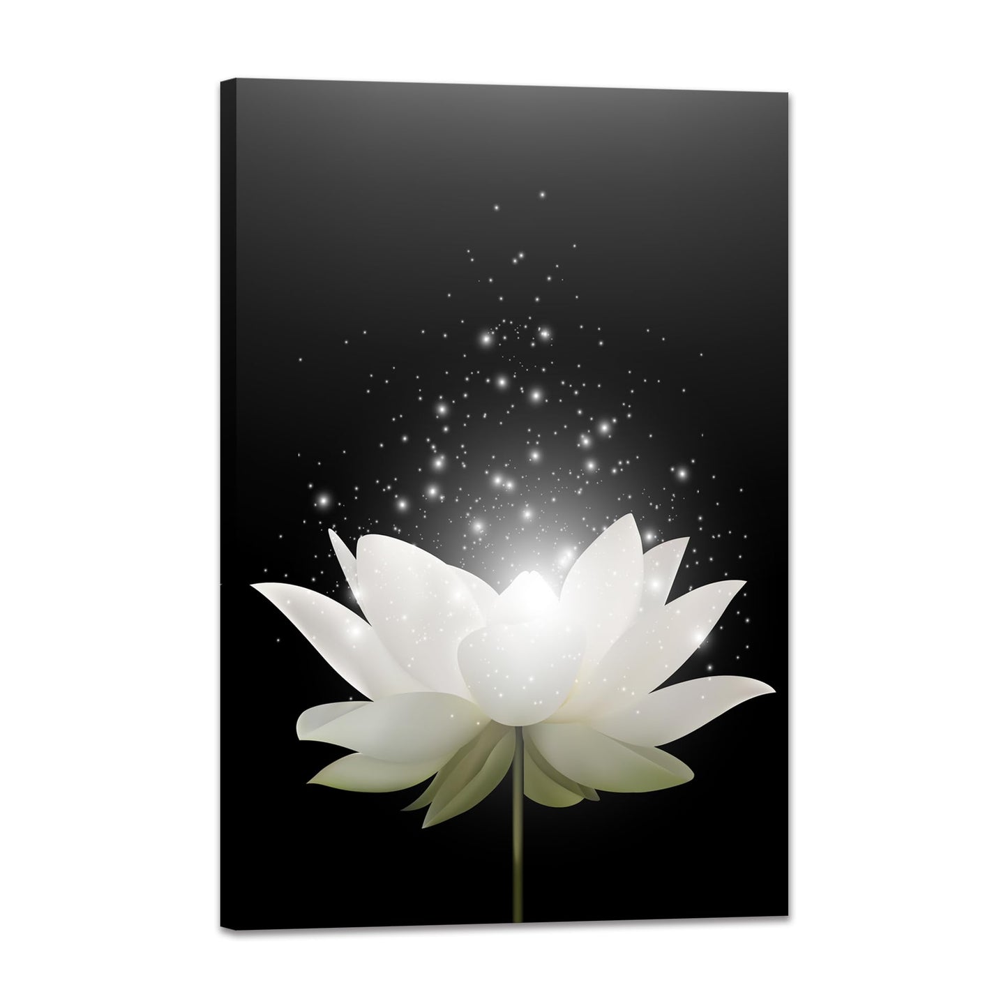 Impressions sur toile Art Lotus Floral Pictures Art mural pour décoration de bureau zen Affiche de méditation Peinture d'art moderne encadrée prête à accrocher (12x16 pouces) 