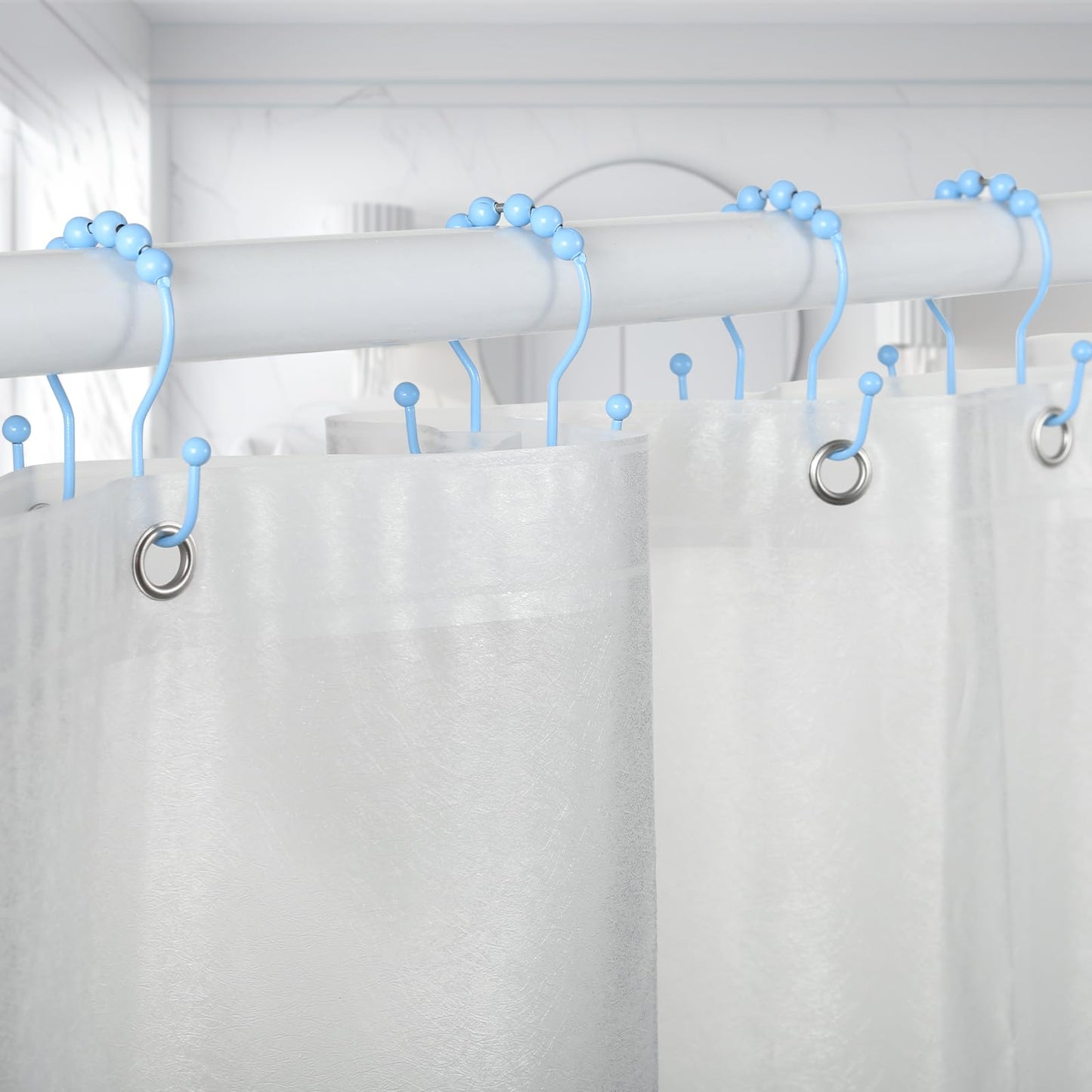 Goowin Shower Curtain Hooks, 12 Pcs Shower Curtain Rings, Stainless Steel Bronze Shower Curtain Hooks Rings Rust Proof, Balance Sliding Anti-Drop Double Shower Hooks for Shower Curtain Rod (Bronze)