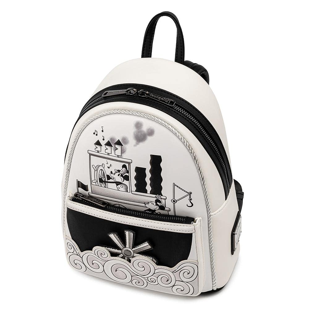 Sac à main à bandoulière double pour femme Loungefly Disney Mickey Steamboat Willie Music Cruise