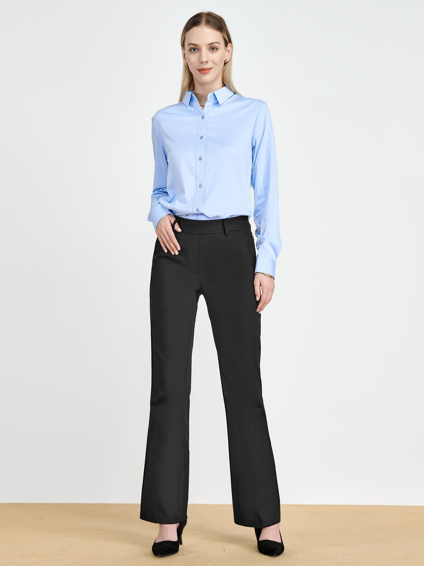 Pantalon extensible pour femme Tapata 28''/30''/32''/34'' avec poches, taille haute, petite, taille standard pour le travail au bureau 