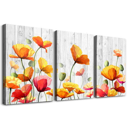 Bedroom Decoration kitchen Wall Artworks Canvas Wall Art for Living Room, 3 piece bathroom Wall decor Yellow flowers Watercolor painting posters Pictures office restaurant wall painting Home decor