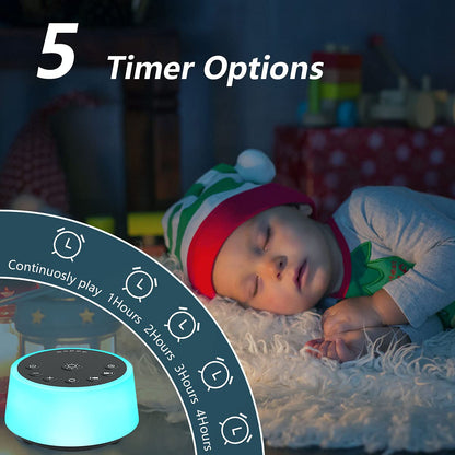 White Noise Machine – 25 Soothing Sounds, Color Night Light, Timers