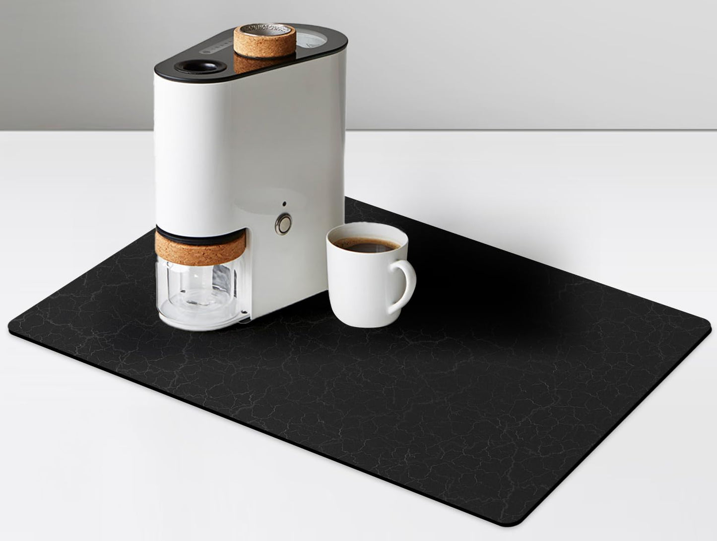 Coffee Maker Mat for Countertops, Coffee Bar Accessories Fit Under Coffee Machine Mat, 19"x12" Rubber Backed Coffee Pots, Table Mat Under Appliance, Dish Drying Mat, Marble Gray for Kitchen Counter