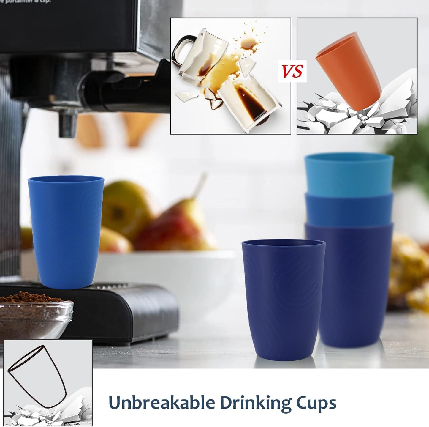 Homienly Wheat Straw Cups Plastic Cups Unbreakable Drinking Cup Reusable Dishwasher Safe Water Glasses Plastic Stackable Water Tumblers in Multi color(20 OZ 8 PCS)