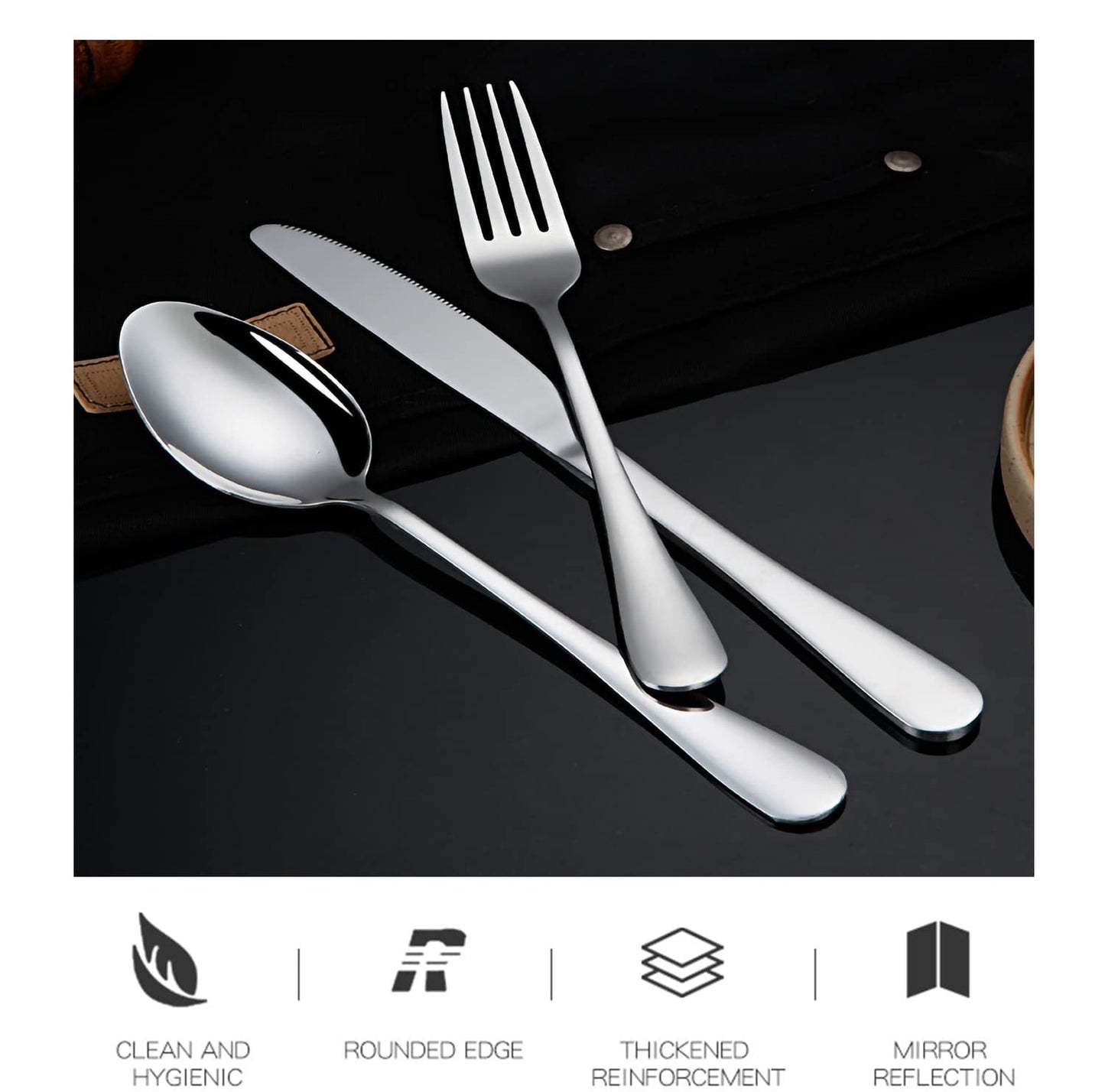 Portable Travel Utensils Set, 18/8 Stainless Steel 3 PCS Cutlery Set Including Knife Fork and Spoon, Reusable Travel Silverware Set with Case for Lunch Box Camping School Office
