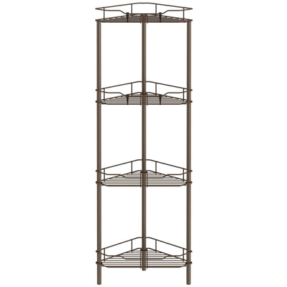 4 Tier Floor Standing Corner Shower Caddy Organizer Shelf with Hooks