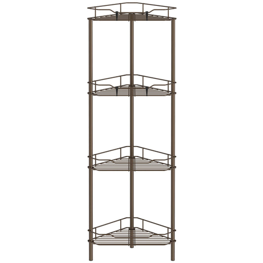 4 Tier Floor Standing Corner Shower Caddy Organizer Shelf with Hooks