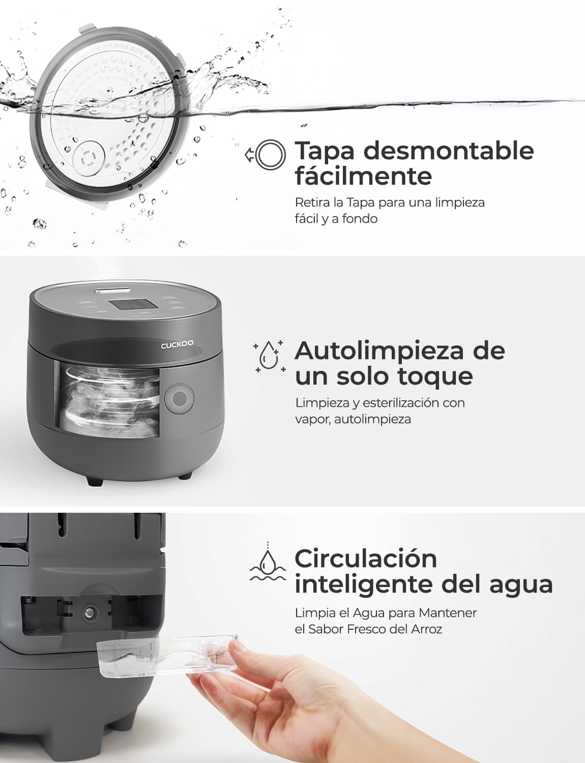 Rice Cooker 6 Cup Uncooked / 12 Cup Cooked, Fuzzy Logic, Delay Timer, Keep Warm, Steamer, Non-Stick Pot, Gray (CR-0675FG) – Gently Used