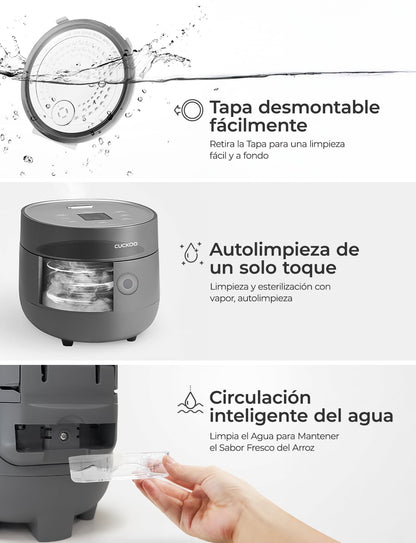 Rice Cooker 6 Cup Uncooked / 12 Cup Cooked, Fuzzy Logic, Delay Timer, Keep Warm, Steamer, Non-Stick Pot, Gray (CR-0675FG) – Gently Used