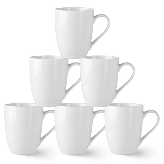 Lot de 6 tasses à café AmorArc 12 oz blanc cassé, tasses à café en céramique avec grande poignée pour homme, femme, ensemble de tasses à café légères pour latte/cappuccino/cacao/lait, lavables au lave-vaisselle et au micro-ondes, 6 pièces 