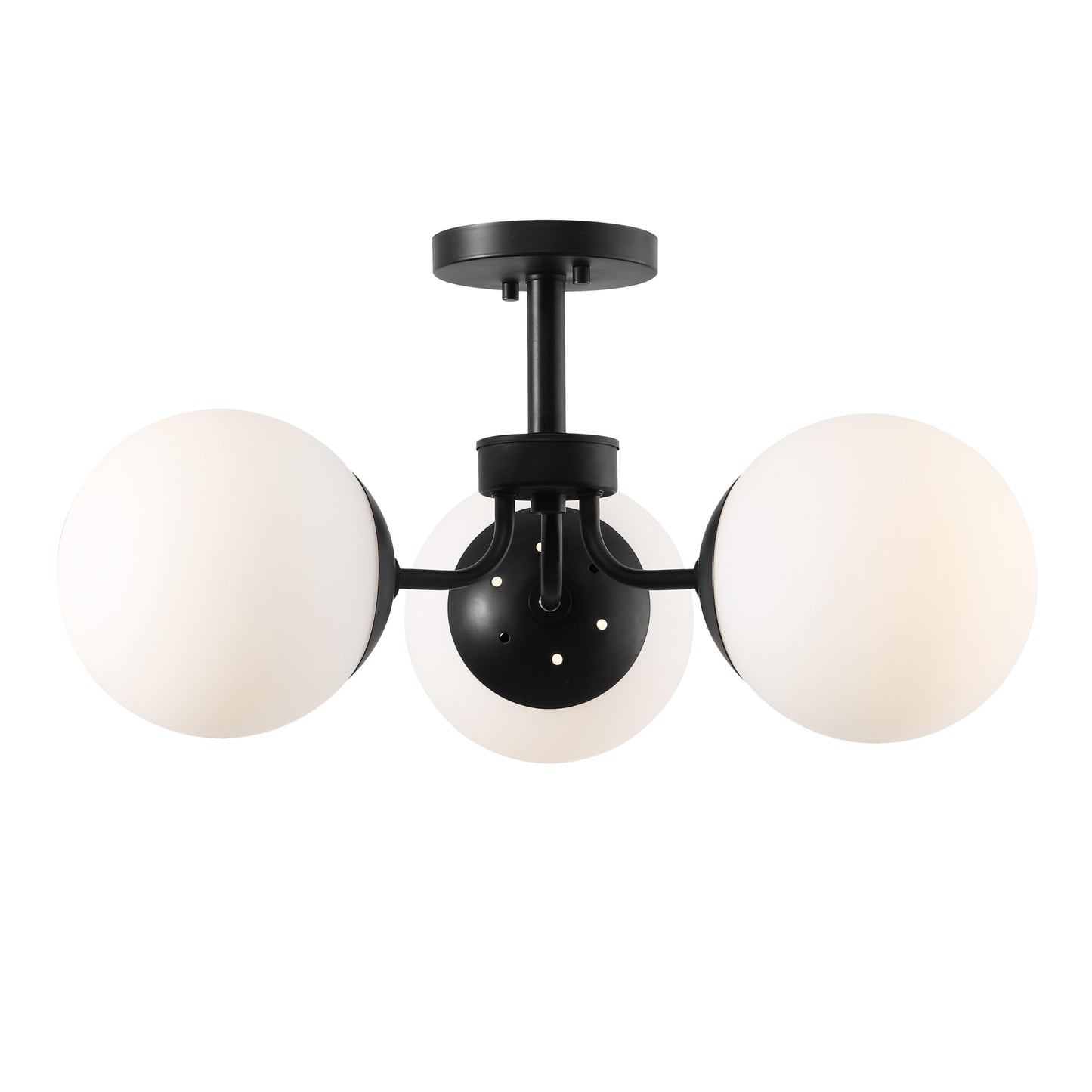 JONATHAN Y JYL7600F Olivier 23,5" 3-Light Bohemian Farmhouse Fer/Verre givré LED Semi Flush Mount, Chrome pour chambre à coucher, salon, cuisine, bureau à domicile, chambre d'enfants 