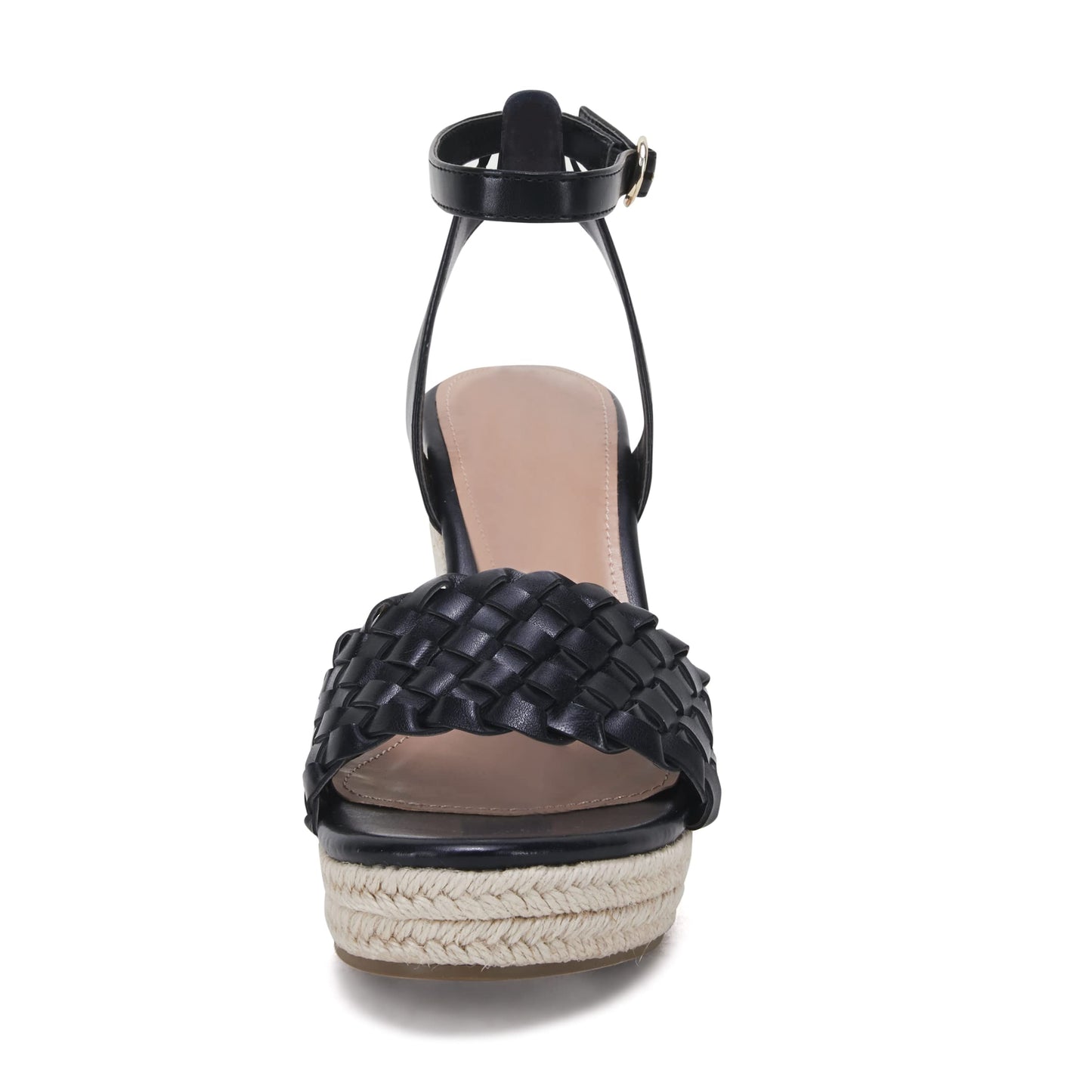 Coutgo Damen Plateau Keilsandalen Knöchelriemen Geflochtene Espadrille Schuhe