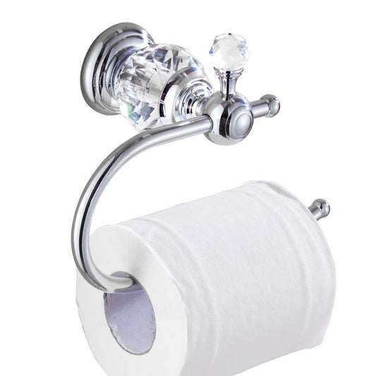 Porte-rouleau de papier toilette en laiton de la série Crystal, chrome poli 