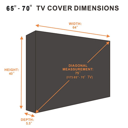 Outdoor TV Cover 65 to 70 inches, Waterproof and Weatherproof, Fits Up to 64''W x 40''H for Outside Flat Screen TV