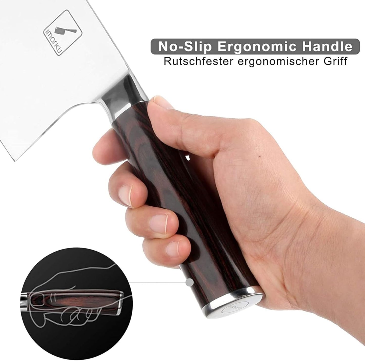 imarku Cleaver Knife 7 Inch Meat Cleaver - SUS440A Japan High Carbon Stainless Steel Butcher Knife with Ergonomic Handle, Ultra Sharp Knife, Kitchen Gadgets for Home/Restaurant, Birthday Gifts