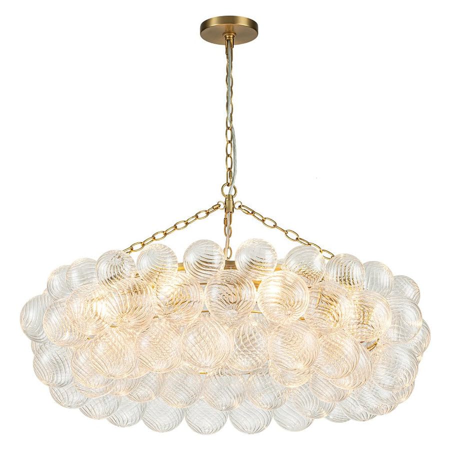 Gold Bubble Chandelier 4-Tier Round Clear Glass Globe Chandeliers 8 Lights 24Inch Dia Blown Glass Pendant Chandelier Light Fixture for Dining Room Bedroom Living Room