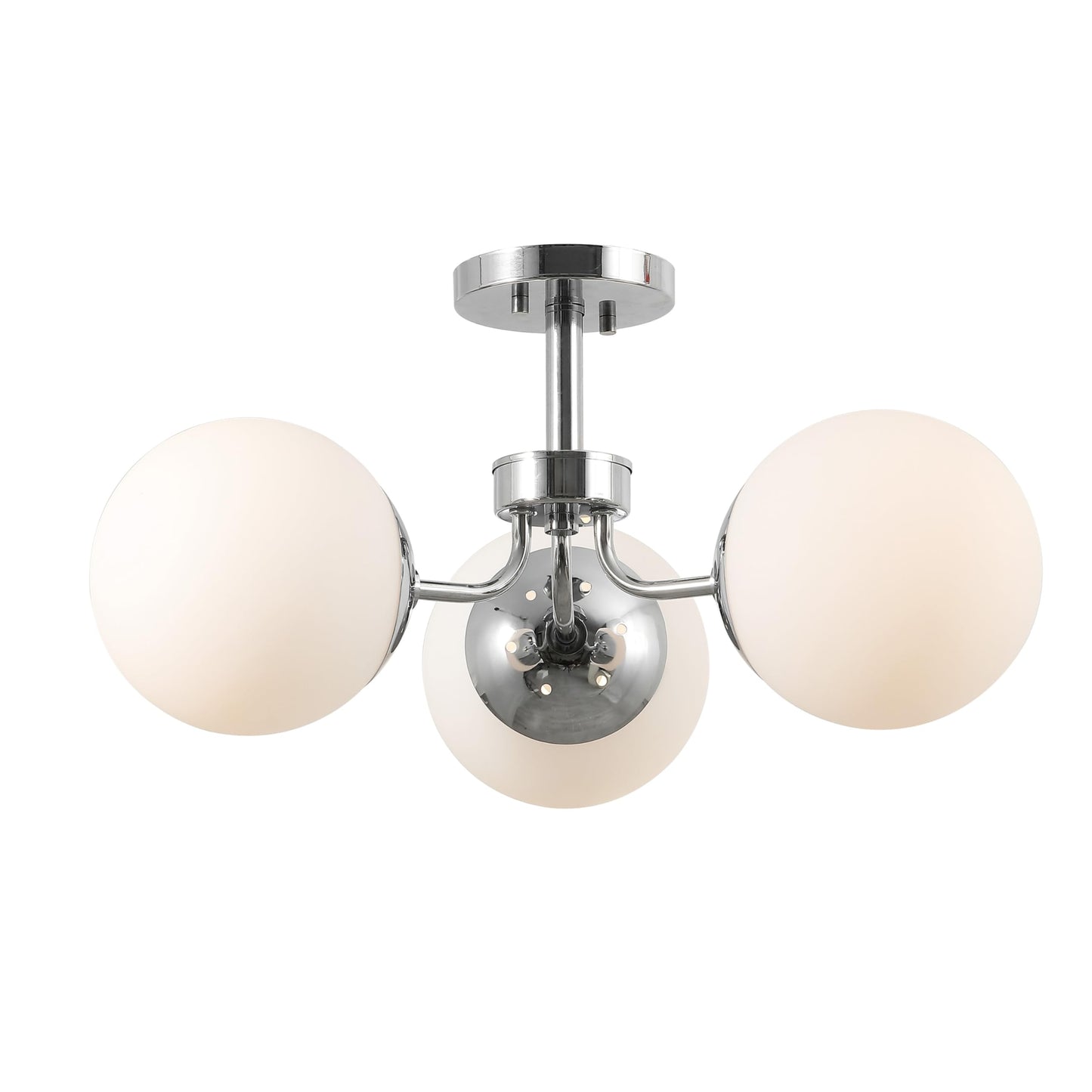 JONATHAN Y JYL7600F Olivier 23,5" 3-Light Bohemian Farmhouse Fer/Verre givré LED Semi Flush Mount, Chrome pour chambre à coucher, salon, cuisine, bureau à domicile, chambre d'enfants 