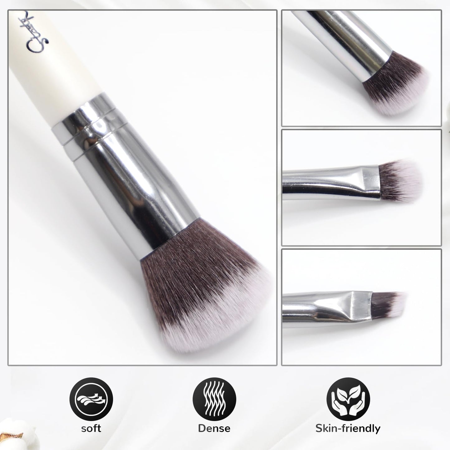 Makeup Brushes Dual-ended Foundation Brush - START MAKERS 2-in-1 Concealer Brush Face Eyebrow Eyeshadow Brush for Liquid, Powder, Buffing, Blending, Contouring Foundation Make Up Brushes(2Pcs)