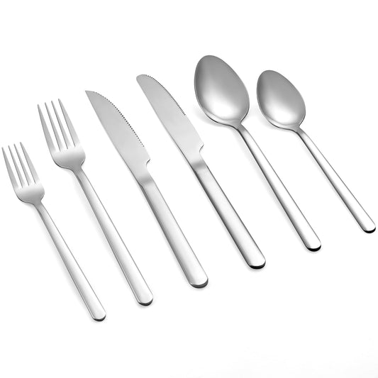 24 Pcs Gold Silverware Set with Steak Knives, Food-Grade Stainless Steel Flatware Cutlery Set for 4, Mirror Polished Tableware Eating Utensils Set for Kitchen, Knife Fork Spoon Set, Dishwasher Safe