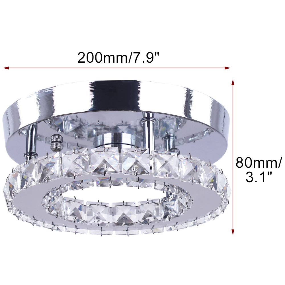 Dimmable Mini Crystal Chandeliers Modern Flush Mount Ceiling Light Fixture Round LED Crystal Chandelier Hallway Light Bedroom Bathroom Kitchen Office