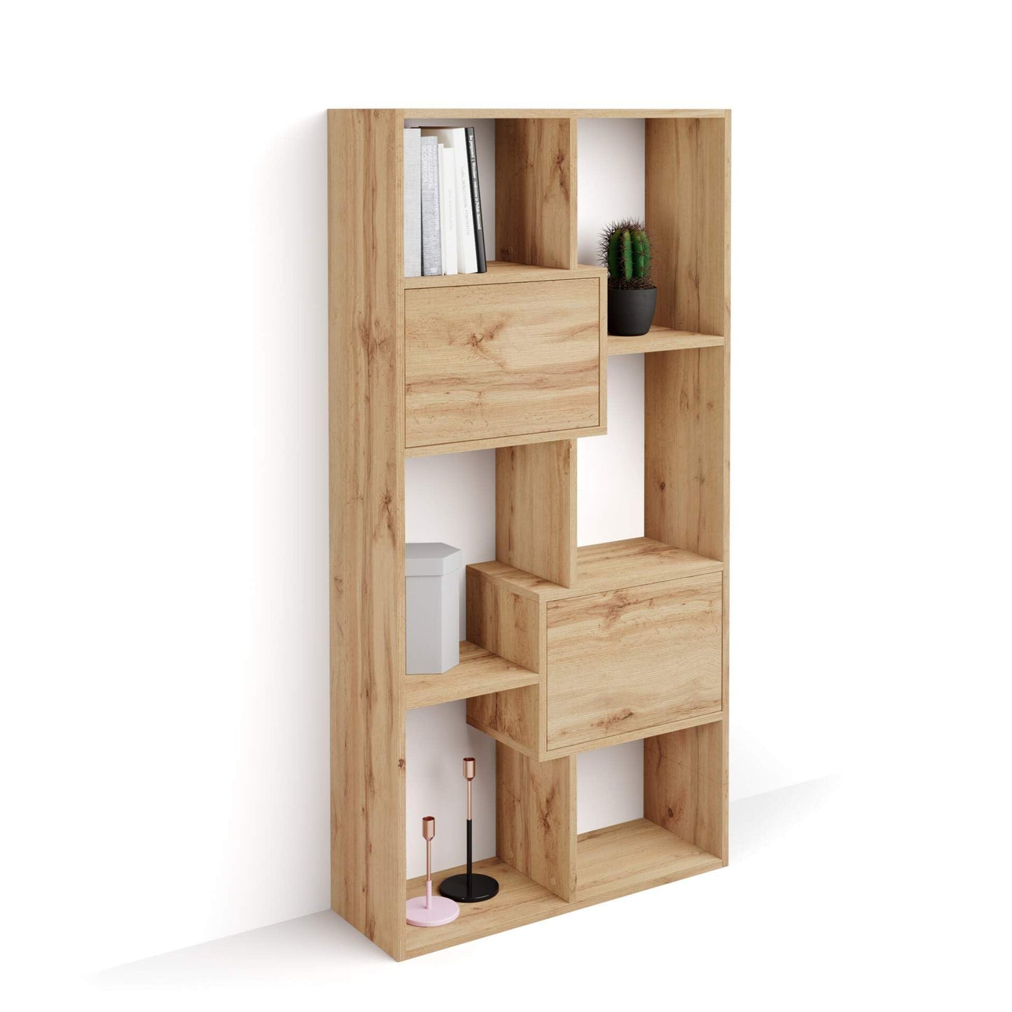 Mobili Fiver, Iacopo XS Bookcase (63.31 x 31.5 in), Rustic Oak, Storage Bookcase, Modern Bookshelf for Living Room, Office, Italian Furniture