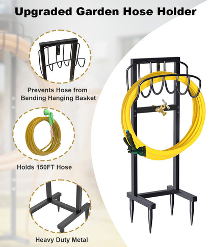 Freestanding Garden Hose Holder – Heavy Duty Metal Outdoor Hose Organizer