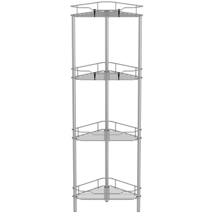 4 Tier Floor Standing Corner Shower Caddy Organizer Shelf with Hooks