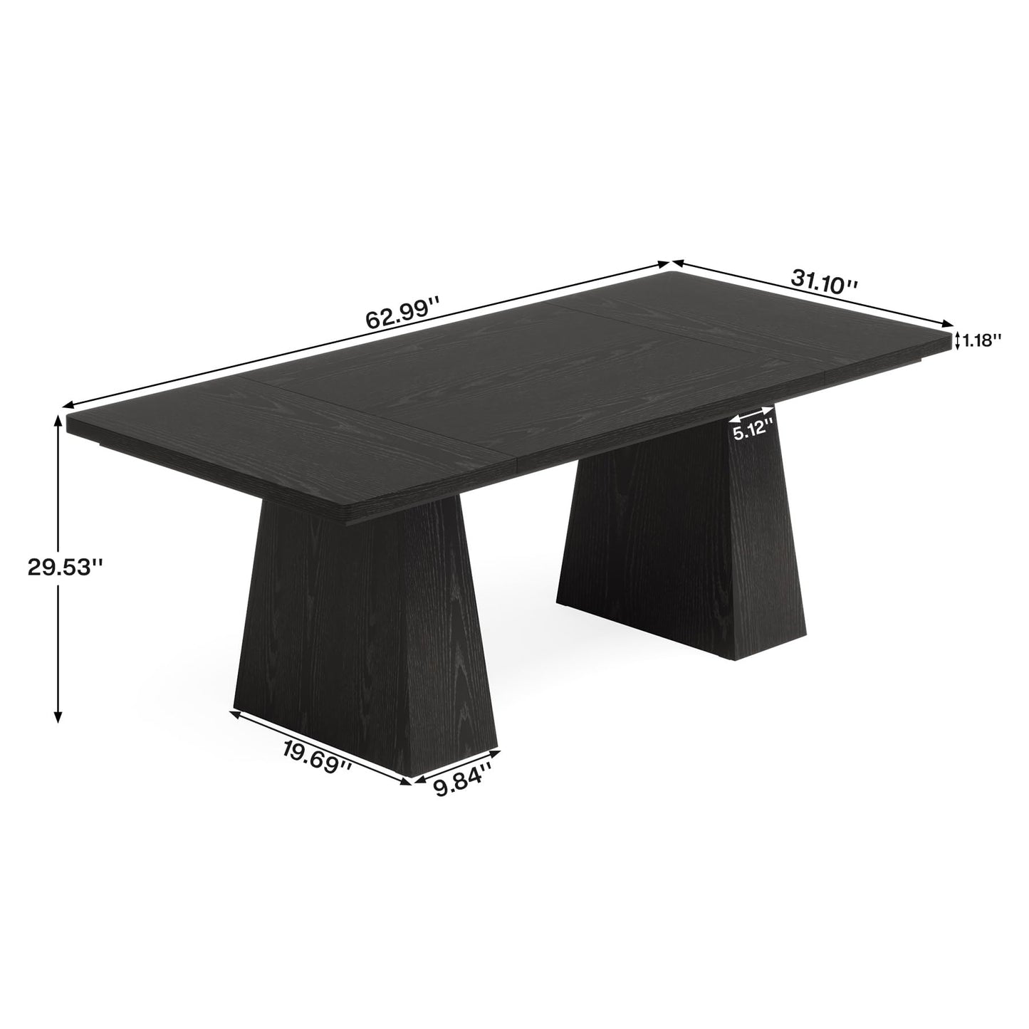 Tribesigns 63-Zoll-Chefschreibtisch, großer Büro-Computertisch mit Doppelsäule, moderner, schlichter Arbeitsplatz, Schreibtisch, Konferenztisch, Geschäftsmöbel für das Home-Office, schwarz 