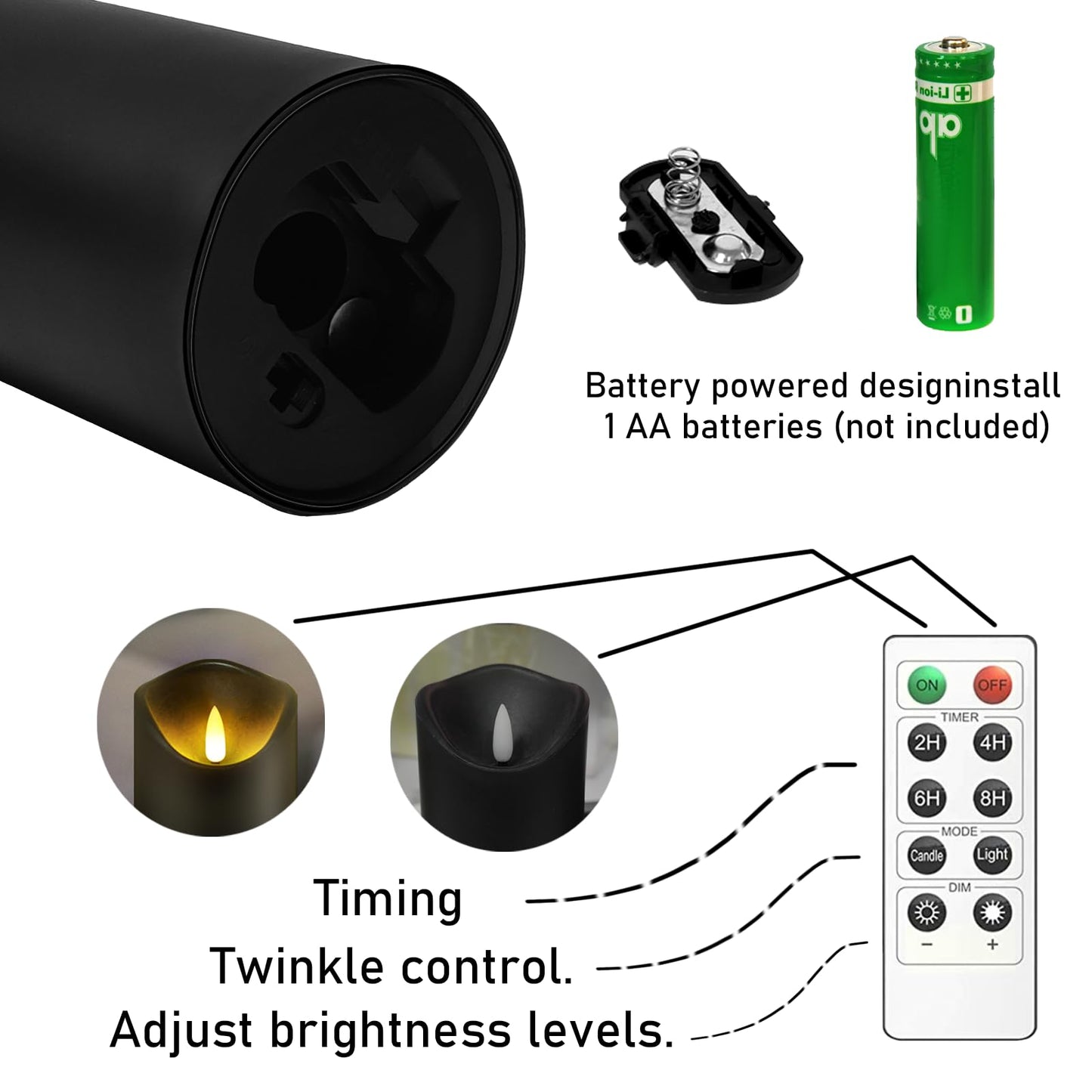 Flackernde, flammenlose Kerzen, batteriebetrieben, mit Fernbedienung und 2/4/6/8-Stunden-Timer, Plexiglas-LED-Stumpenkerzen, 9er-Pack (T 2,3 x H 5,6 x 7,8 cm), mit realistisch beweglichen Dochtkerzen für die Heimdekoration (weiß) 