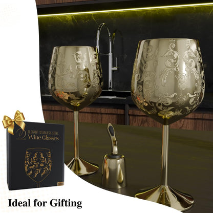 17oz Stainless Steel Wine Glasses [Set of 2]–Royal Goblets
