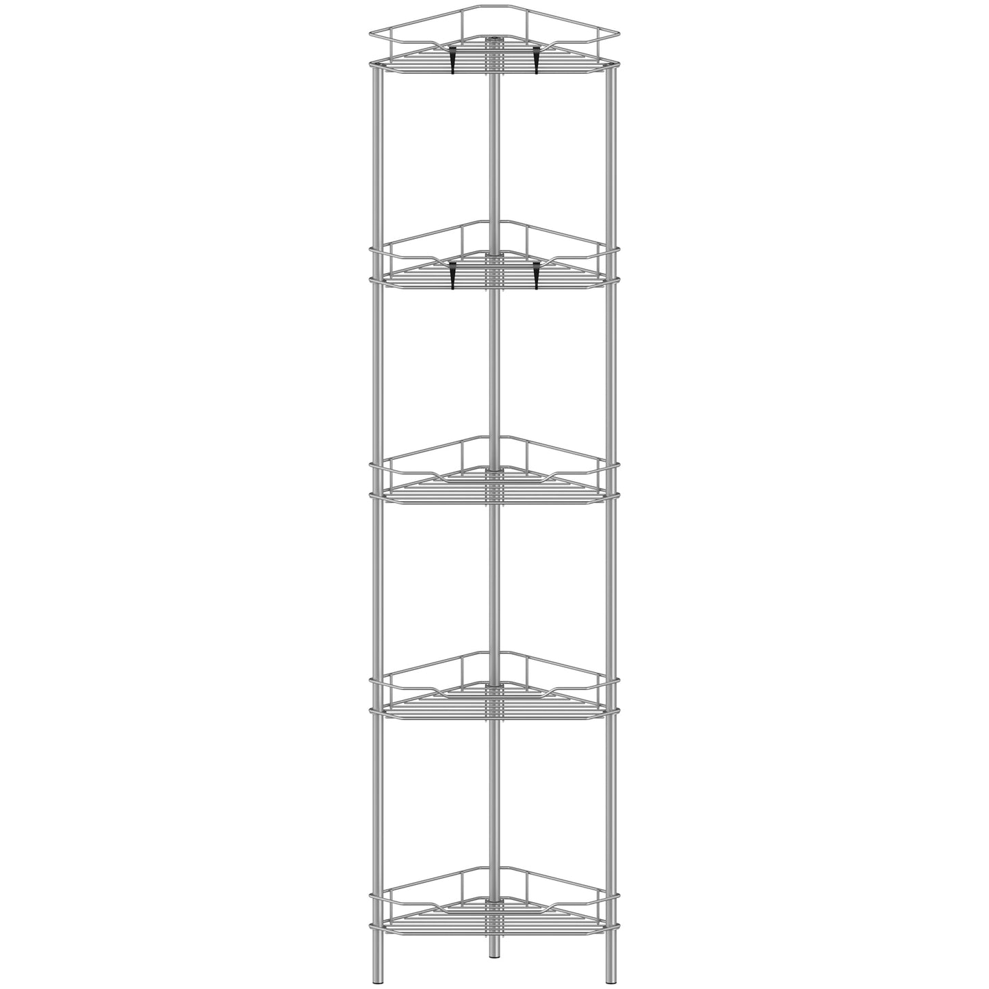 4 Tier Floor Standing Corner Shower Caddy Organizer Shelf with Hooks
