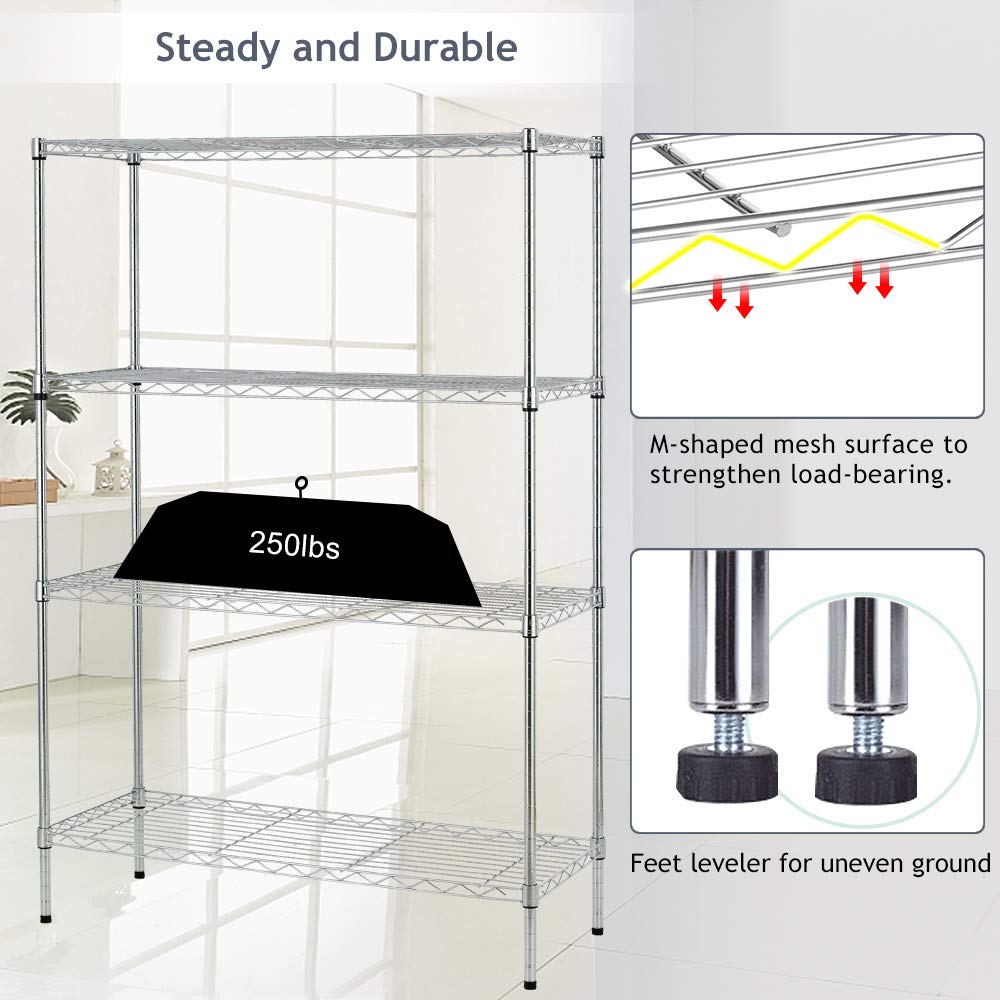 5-Tier Adjustable Heavy Duty Metal Storage Shelves, 250 Capacity Per Shelf, 36" X 14" X 72" Wire Shelving Unit Rack for Garage Closet Pantry, Black