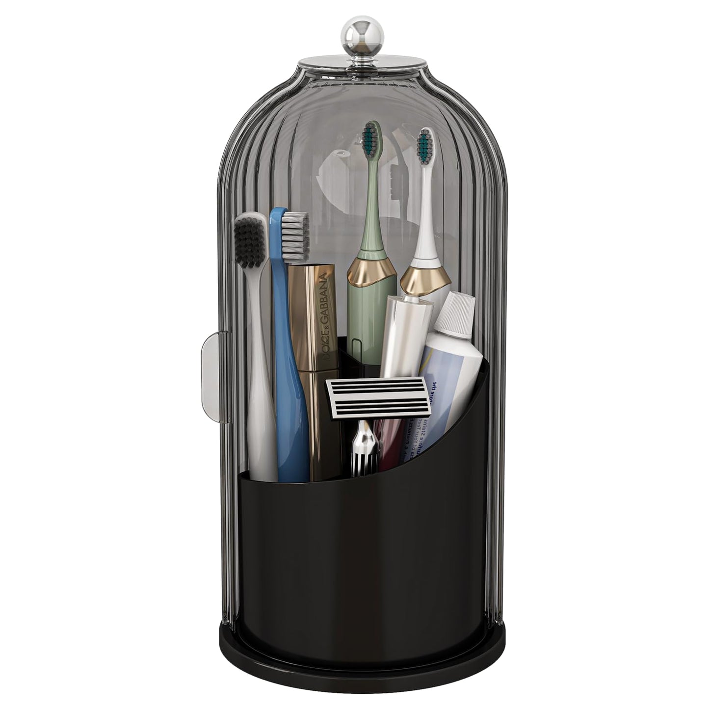 Multi-Use Bathroom Caddy, Dustproof Rotating Organizer with Cover